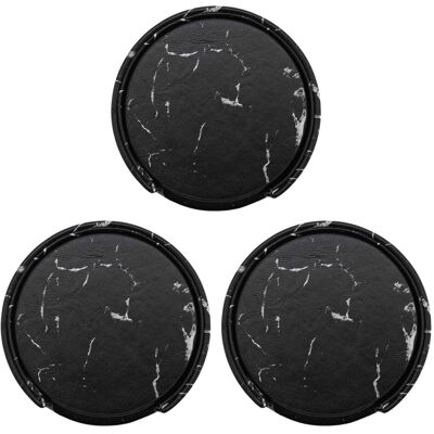 OEM Juego De 18 Posavasos Redondos Negros Con Soporte, Protectores De Vasos. OEM Juego De 18 Posavasos Redondos Negros Con Soporte, Protectores De Vasos.