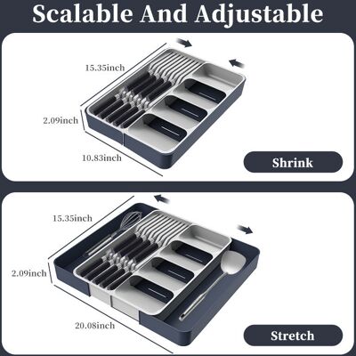 OEM Organizador De Utensilios De Cocina Extensible / Bandeja Para Cubiertos Y Cubertería - Estilo De La Imagen Principal OEM Organizador De Utensilios De Cocina Extensible / Bandeja Para Cubiertos Y Cubertería - Estilo De La Imagen Principal