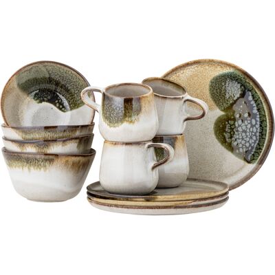 Bloomingville - Jules Breakfast Set - Green - Set Of 4x3 Items - Stoneware Bloomingville - Jules Breakfast Set - Green - Set Of 4x3 Items - Stoneware