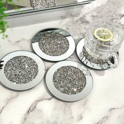 OEM Juego De 4 Posavasos De Vidrio Astillado Con Forma De Diamante, Decoración De Mesa (10,2 Cm) OEM Juego De 4 Posavasos De Vidrio Astillado Con Forma De Diamante, Decoración De Mesa (10,2 Cm)