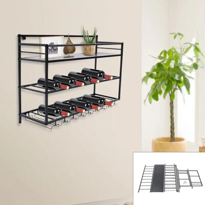GOJOY Botellero, Estante Para Botellas, Estante Metálico De Pared, Almacenamiento Para Copas Y Vasos De Vino GOJOY Botellero, Estante Para Botellas, Estante Metálico De Pared, Almacenamiento Para Copas Y Vasos De Vino
