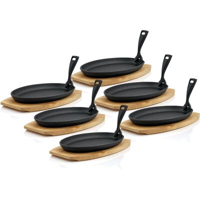 Bbq-toro - Juego De 6 Fuentes De Hierro Fundido 27 X 18 Cm En Blanco Bbq-toro - Juego De 6 Fuentes De Hierro Fundido 27 X 18 Cm En Blanco