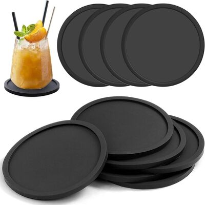 OEM Posavasos, Juego De 10, Negros, Redondos, 10 Cm, Antideslizantes, De Silicona, Reutilizables, 3 Mm De Grosor, Para Vasos, Oficina, Cocina, Bar. OEM Posavasos, Juego De 10, Negros, Redondos, 10 Cm, Antideslizantes, De Silicona, Reutilizables, 3 Mm De Grosor, Para Vasos, Oficina, Cocina, Bar.