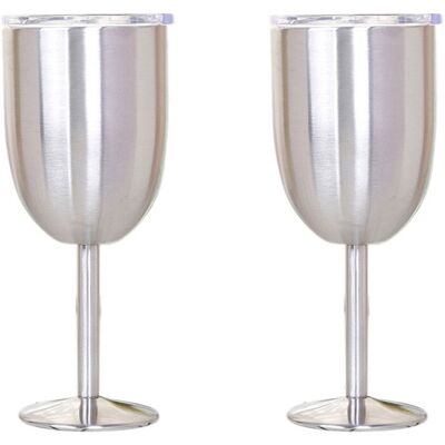 OEM 2 Copas De Vino De Acero Inoxidable De Doble Capa, Vaso De Color, Capacidad, Duraderas, Color Plata. OEM 2 Copas De Vino De Acero Inoxidable De Doble Capa, Vaso De Color, Capacidad, Duraderas, Color Plata.