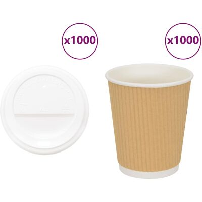 Vasos de papel vidaXL con tapas - 1000 pcs - 8oz - 200ml Vasos de papel vidaXL con tapas - 1000 pcs - 8oz - 200ml