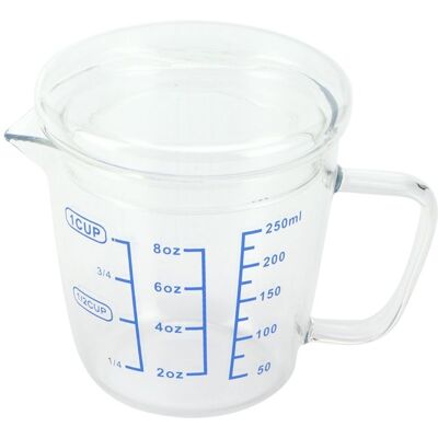 OEM Vaso Medidor De Vidrio Resistente Al Calor, Vaso Medidor De Leche Con Tapa, Utensilios De Cocina (250 Ml) OEM Vaso Medidor De Vidrio Resistente Al Calor, Vaso Medidor De Leche Con Tapa, Utensilios De Cocina (250 Ml)