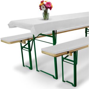 Comfort Xs - Set De 3 Elegantísimas Fundas Mantel Mesa De Cervecería/picnic Y Bancos Acolchados Blanco, 220x50 Cm - Beautissu Comfort Xs - Set De 3 Elegantísimas Fundas Mantel Mesa De Cervecería/picnic Y Bancos Acolchados Blanco, 220x50 Cm - Beautissu