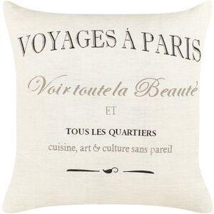 Beliani Almohadones decorativos de lino y algodón - Pack de 2 - Blanco - 50x50cm - Estilo retro clásico Beliani Almohadones decorativos de lino y algodón - Pack de 2 - Blanco - 50x50cm - Estilo retro clásico