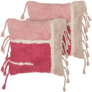 Conjunto de Cojines de Algodón Rosa Tufted - 45x45cm Conjunto de Cojines de Algodón Rosa Tufted - 45x45cm