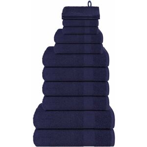 Juego De Toallas 12 Piezas 100% Algodón Azul Marino 360 Gsm Vidaxl Juego De Toallas 12 Piezas 100% Algodón Azul Marino 360 Gsm Vidaxl