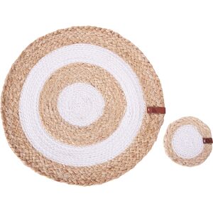 Beliani Modelo Tumeric - Juego de Mesa Redondo Natural Boho Beliani Modelo Tumeric - Juego de Mesa Redondo Natural Boho