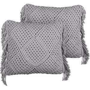 Almohadones de algodón gris BESHAM de Beliani - Juego de 2 Almohadones de algodón gris BESHAM de Beliani - Juego de 2