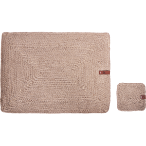 BELIANI Conjunto De 12 Manteles Individuales Y Posavasos 30 X 40/10 X 10 Cm De Yute Natural Hecho A Mano Rectangulares Comedor Estilo Boho Natural Saltbush BELIANI Conjunto De 12 Manteles Individuales Y Posavasos 30 X 40/10 X 10 Cm De Yute Natural Hecho A Mano Rectangulares Comedor Estilo Boho Natural Saltbush