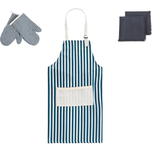 Beliani - Conjunto De Textiles De Cocina Delantal Guantes De Horno Paños Azul Cucumis Beliani - Conjunto De Textiles De Cocina Delantal Guantes De Horno Paños Azul Cucumis