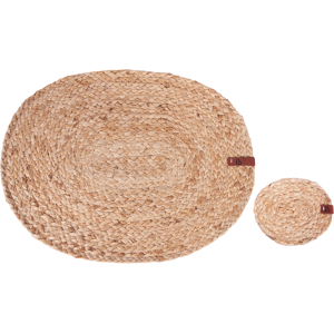 Beliani - Conjunto De 12 Manteles Individuales Y Posavasos 30 X 40 / 10 X 12 Cm De Yute Natural Hecho A Mano Ovales Comedor Estilo Boho Natural Bushylark Beliani - Conjunto De 12 Manteles Individuales Y Posavasos 30 X 40 / 10 X 12 Cm De Yute Natural Hecho A Mano Ovales Comedor Estilo Boho Natural Bushylark