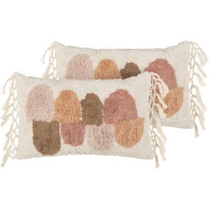 BELIANI Conjunto De Cojines De Algodón Con Borlas Estilo Boho 30 X 50 Cm Multicolor Caltha BELIANI Conjunto De Cojines De Algodón Con Borlas Estilo Boho 30 X 50 Cm Multicolor Caltha