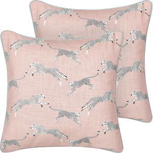 Beliani Conjunto de 2 Cojines Rosa Guepardo 45x45cm - Cojín Beliani Conjunto de 2 Cojines Rosa Guepardo 45x45cm - Cojín