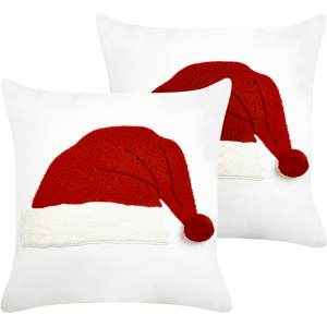 Beliani - Conjunto De 2 Cojines Decorativos De Algodón Con Motivo Navideño Blanco 45 X 45 Cm Pretzel Beliani - Conjunto De 2 Cojines Decorativos De Algodón Con Motivo Navideño Blanco 45 X 45 Cm Pretzel