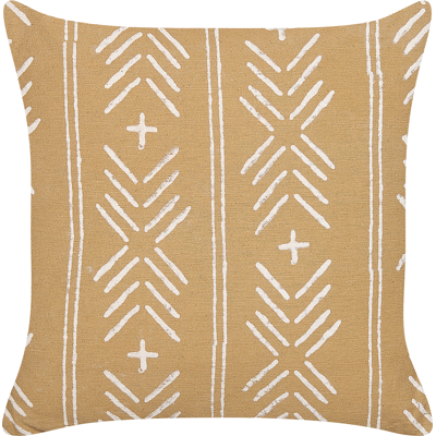 BELIANI Cojín De Algodón Beige Arena Blanco 45 X 45 Cm Geométrico A Mano Relleno Banyan BELIANI Cojín De Algodón Beige Arena Blanco 45 X 45 Cm Geométrico A Mano Relleno Banyan
