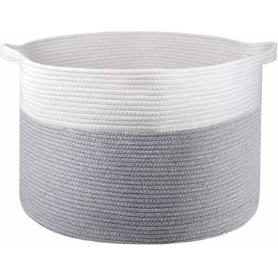 OEM Cesta Grande De Cuerda De Algodón De 21 X 21 X 14 Cm, Cesta Decorativa Tejida, Cesta Para La Ropa Sucia, Mantas, Juguetes, Toallas, Cesta Infantil Con Asa. OEM Cesta Grande De Cuerda De Algodón De 21 X 21 X 14 Cm, Cesta Decorativa Tejida, Cesta Para La Ropa Sucia, Mantas, Juguetes, Toallas, Cesta Infantil Con Asa.