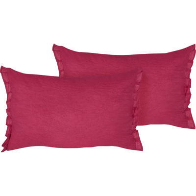 Beliani Juego de 2 Cojines Decorativos de Lino Rojo - Decorativos Beliani Juego de 2 Cojines Decorativos de Lino Rojo - Decorativos