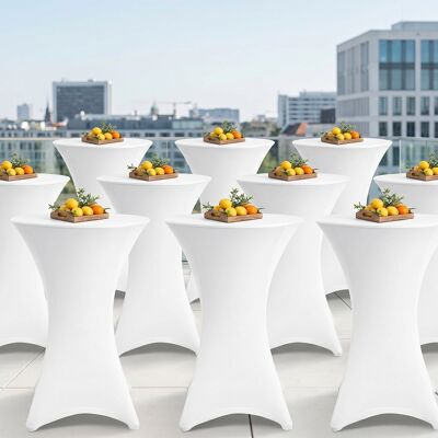 Wolketon Funda Para Mesa Alta Redonda Ø80×110 Cm – Mantel Extensible Para Bodas Y Banquetes Blanco 10x Wolketon Funda Para Mesa Alta Redonda Ø80×110 Cm – Mantel Extensible Para Bodas Y Banquetes Blanco 10x