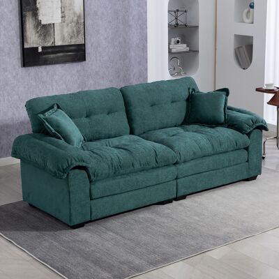 HAUSS SPOLE Sofá Recto De 2 Plazas, 213 Cm, Asiento Profundo, Cojines De Espuma Viscoelástica + Muelles Ensacados, Chenilla Verde HAUSS SPOLE Sofá Recto De 2 Plazas, 213 Cm, Asiento Profundo, Cojines De Espuma Viscoelástica + Muelles Ensacados, Chenilla Verde