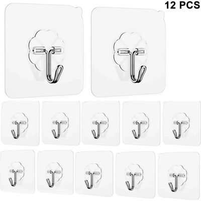 FORTUNEVILLE 12 Ganchos Autoadhesivos, Ganchos De Pared Transparentes Sin Taladro Impermeables, Gancho De Toalla Para Cocina Baño Pared & Colgador De Techo FORTUNEVILLE 12 Ganchos Autoadhesivos, Ganchos De Pared Transparentes Sin Taladro Impermeables, Gancho De Toalla Para Cocina Baño Pared & Colgador De Techo