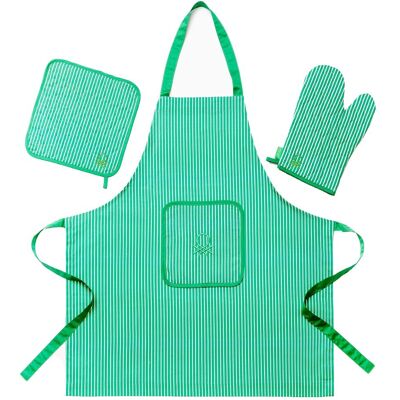 Set 3pc Delantal (delantal + Manopla + Agarrador)100% Algodón 190gsm Verde Rainbow Be - Benetton Set 3pc Delantal (delantal + Manopla + Agarrador)100% Algodón 190gsm Verde Rainbow Be - Benetton