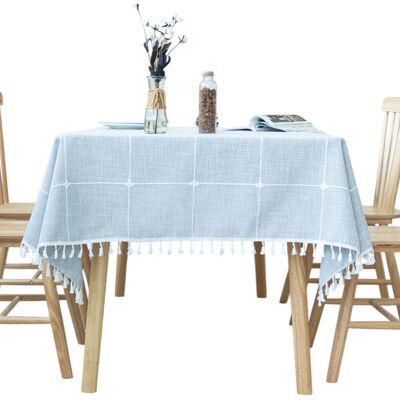 OEM Mantel Cuadrado, De Algodón Y Lino, Con Estampado A Cuadros Y Borde De Pompones Con Flecos, Ideal Para Cocina, Salón O Jardín. OEM Mantel Cuadrado, De Algodón Y Lino, Con Estampado A Cuadros Y Borde De Pompones Con Flecos, Ideal Para Cocina, Salón O Jardín.
