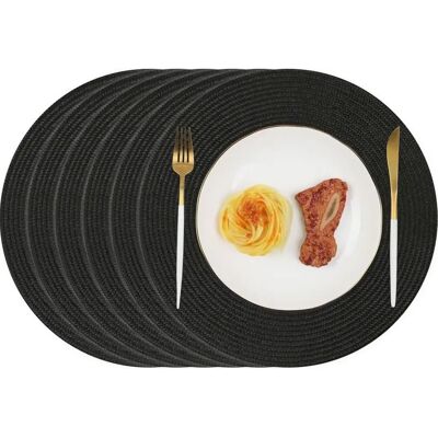 OEM Juego De Seis Manteles Individuales Redondos Negros De 38 Cm De Diámetro, Lavables Y Resistentes Al Calor. OEM Juego De Seis Manteles Individuales Redondos Negros De 38 Cm De Diámetro, Lavables Y Resistentes Al Calor.