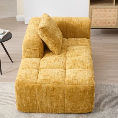 DREAMMESPACE Tumbona De 158 X 90 X 60 Cm - Sofá De 1 Plaza Mullido Con Cojín Y Bolsillos Laterales - Chenilla Amarilla DREAMMESPACE Tumbona De 158 X 90 X 60 Cm - Sofá De 1 Plaza Mullido Con Cojín Y Bolsillos Laterales - Chenilla Amarilla