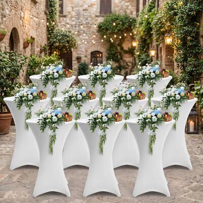 Randaco Funda Para Mesa Alta Redonda Ø60×110 Cm – Mantel Extensible Para Bodas Y Banquetes Blanco 10x Randaco Funda Para Mesa Alta Redonda Ø60×110 Cm – Mantel Extensible Para Bodas Y Banquetes Blanco 10x