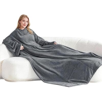 OEM Manta Gris Con Mangas, 140×180 Cm, Bolsillos, Ideal Para Sofá, Oficina O Camping. OEM Manta Gris Con Mangas, 140×180 Cm, Bolsillos, Ideal Para Sofá, Oficina O Camping.