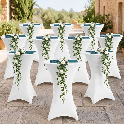 Jiubiaz Funda Para Mesa Alta Redonda Ø80×110 Cm – Mantel Extensible Para Bodas Y Banquetes Blanco 10x Jiubiaz Funda Para Mesa Alta Redonda Ø80×110 Cm – Mantel Extensible Para Bodas Y Banquetes Blanco 10x