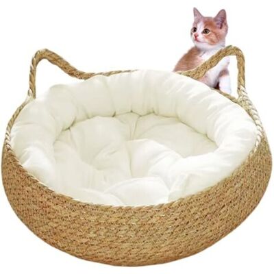 OEM Cesta Tejida Para Gatos De 38 Cm, Cojín Suave, Nido Redondo, Interior Duradero Y Resistente A Los Arañazos - Ulisem OEM Cesta Tejida Para Gatos De 38 Cm, Cojín Suave, Nido Redondo, Interior Duradero Y Resistente A Los Arañazos - Ulisem