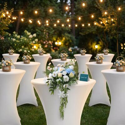 Jiubiaz Funda Para Mesa Alta Redonda Ø70×110 Cm – Mantel Extensible Para Bodas Y Banquetes Blanco 10x Jiubiaz Funda Para Mesa Alta Redonda Ø70×110 Cm – Mantel Extensible Para Bodas Y Banquetes Blanco 10x