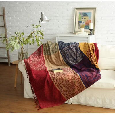Minkurow Manta De Sofá Individual De Algodón 150 X 190 Cm, Manta Con Flecos De Punto, Patchwork De Doble Cara, Manta Decorativa Cálida Para Viajes En La Oficina En El Hogar Tibet Red Minkurow Minkurow Manta De Sofá Individual De Algodón 150 X 190 Cm, Manta Con Flecos De Punto, Patchwork De Doble Cara, Manta Decorativa Cálida Para Viajes En La Oficina En El Hogar Tibet Red Minkurow