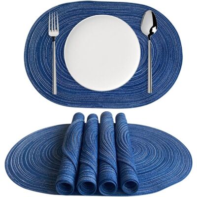 OEM Paquete De 6 Manteles Individuales Ovalados De Poliéster Y Algodón, De 30 X 45 Cm, Semitejidos A Mano, Resistentes Al Calor Y A Las Manchas, Duraderos, De Color Azul. OEM Paquete De 6 Manteles Individuales Ovalados De Poliéster Y Algodón, De 30 X 45 Cm, Semitejidos A Mano, Resistentes Al Calor Y A Las Manchas, Duraderos, De Color Azul.