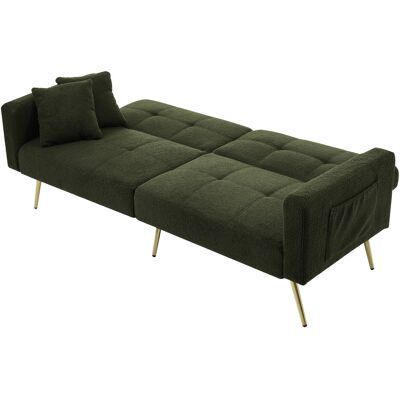 STILVORA Clic-clac 2 Plazas En Tela Sherpa Con Respaldo Ajustable, 2 Bolsillos Laterales Y 2 Cojines, Verde Antiguo STILVORA Clic-clac 2 Plazas En Tela Sherpa Con Respaldo Ajustable, 2 Bolsillos Laterales Y 2 Cojines, Verde Antiguo