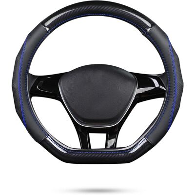 OEM Funda Para Volante De Coche Con Forma De D, De Fibra De Carbono Y Piel De Vacuno De Primera Capa, Antideslizante, Para Volantes De 38 Cm (15") De Diámetro (d-negro-azul) OEM Funda Para Volante De Coche Con Forma De D, De Fibra De Carbono Y Piel De Vacuno De Primera Capa, Antideslizante, Para Volantes De 38 Cm (15") De Diámetro (d-negro-azul)