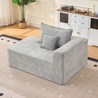 COVREO Chaiselongue 105x29x41 Cm Gris En Chenilla Con Cojín, Bolsillos Laterales Y Sin Montaje COVREO Chaiselongue 105x29x41 Cm Gris En Chenilla Con Cojín, Bolsillos Laterales Y Sin Montaje