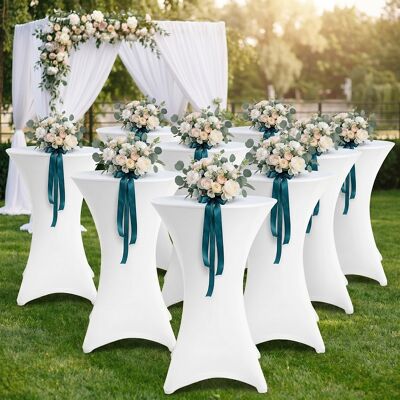 Wolketon Funda Para Mesa Alta Redonda Ø70×110 Cm – Mantel Extensible Para Bodas Y Banquetes Blanco 10x Wolketon Funda Para Mesa Alta Redonda Ø70×110 Cm – Mantel Extensible Para Bodas Y Banquetes Blanco 10x