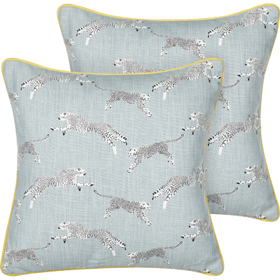 Beliani Conjunto de 2 Cojines - Motivo de Guepardo, Algodón, Gris Beliani Conjunto de 2 Cojines - Motivo de Guepardo, Algodón, Gris