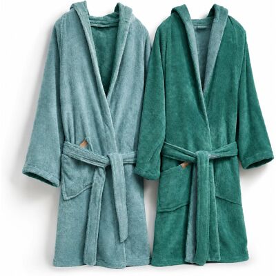 DMORA Albornoz Selesi, 100% Algodón Con Capucha Reversible, Color Estructura Verde, Matiz Estructura Agua, Verde Agua DMORA Albornoz Selesi, 100% Algodón Con Capucha Reversible, Color Estructura Verde, Matiz Estructura Agua, Verde Agua