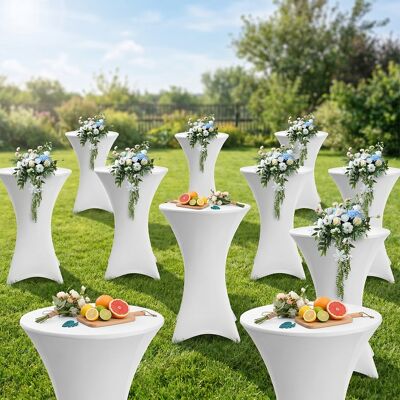 Tolletour Funda Para Mesa Alta Redonda Ø70×110 Cm – Mantel Extensible Para Bodas Y Banquetes Blanco 10x Tolletour Funda Para Mesa Alta Redonda Ø70×110 Cm – Mantel Extensible Para Bodas Y Banquetes Blanco 10x