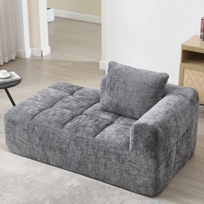 MODENVIE Chaise Longue De Chenilla, Con Bolsillos Laterales, Cojin Incluido Y Diseno Ergonomico, Gris, 158 × 90 × 60 Cm MODENVIE Chaise Longue De Chenilla, Con Bolsillos Laterales, Cojin Incluido Y Diseno Ergonomico, Gris, 158 × 90 × 60 Cm