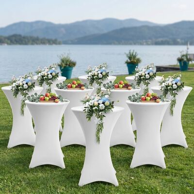 Tolletour Funda Para Mesa Alta Redonda Ø60×110 Cm – Mantel Extensible Para Bodas Y Banquetes Blanco 10x Tolletour Funda Para Mesa Alta Redonda Ø60×110 Cm – Mantel Extensible Para Bodas Y Banquetes Blanco 10x