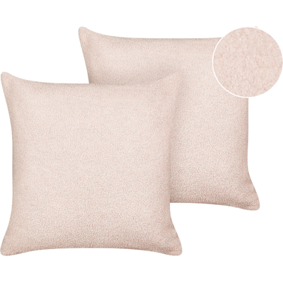 Beliani Juego de 2 Cojines Decorativos Rosa Bouclé Beliani Juego de 2 Cojines Decorativos Rosa Bouclé