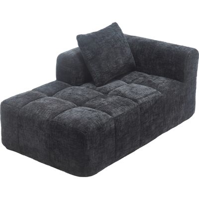 STILVORA Chaise Longue Méridienne 1 Plaza Con Cojín Y Bolsillos Laterales Confort Nube Sin Montaje En Chenilla Negro STILVORA Chaise Longue Méridienne 1 Plaza Con Cojín Y Bolsillos Laterales Confort Nube Sin Montaje En Chenilla Negro
